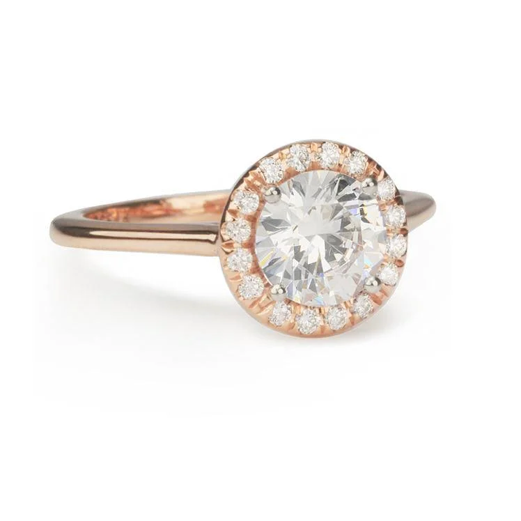 Discounted Jewelry For A Glamorous Look Rose Gold Mount with Round Diamond Halo