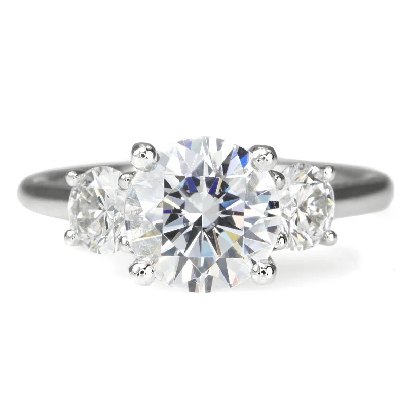 Fashion-Forward Jewelry At Incredible Prices Platinum Prong-Set Three Stone Engagement Ring