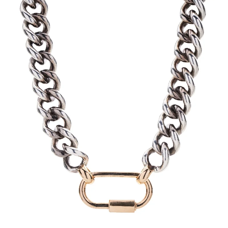 Final Call – Shop Exquisite Jewelry Before It's Gone Marla Aaron Silver Mega Curb Necklace w/ Yellow Gold Loops - 16"