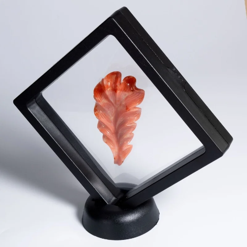 Limited-Time Offer On Premium Jewelry Collections Peach Quartz Leaf In 3D Floating Display Case