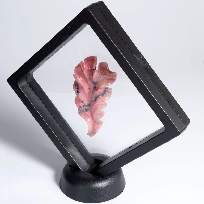 Flash Sale On Stunning Jewelry – Don't Miss Out Rhodonite Leaf In 3D Floating Display Case