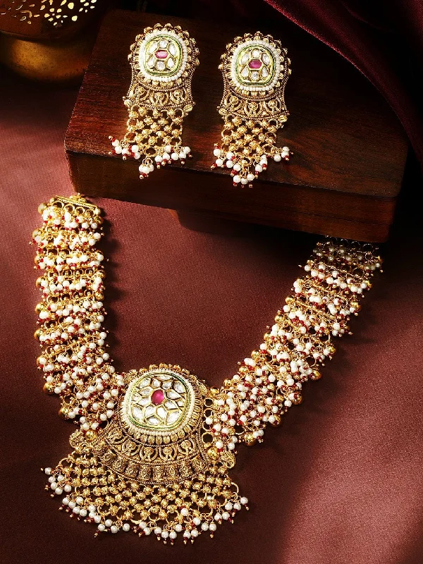 Seasonal Jewelry Sale – Upgrade Your Collection Rubans Luxury Gold Plated Handcrafted Traditional Necklace.