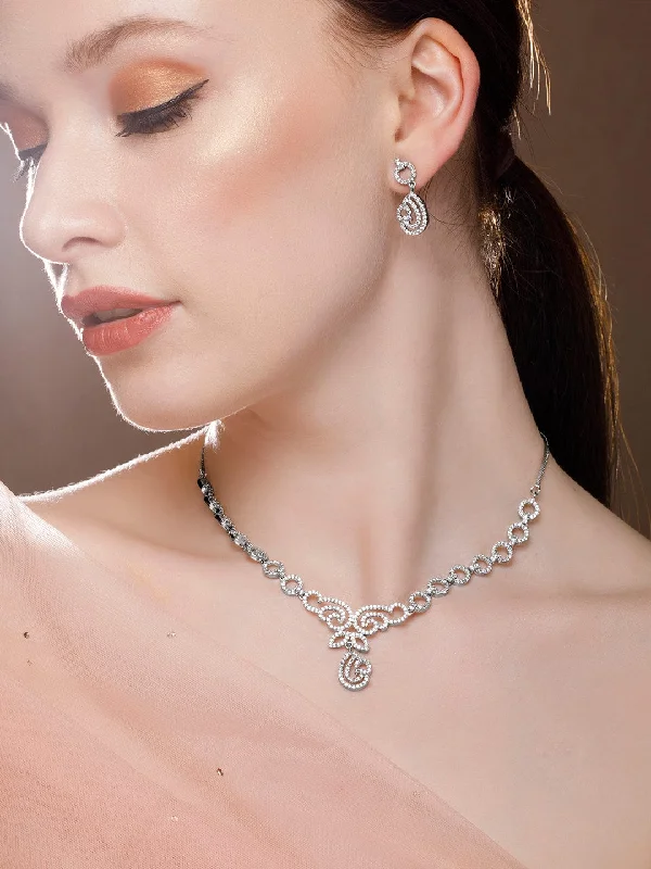 Jewelry Clearance Sale – Final Reductions Rubans Silver Plated Necklace Set With Beautiful Design