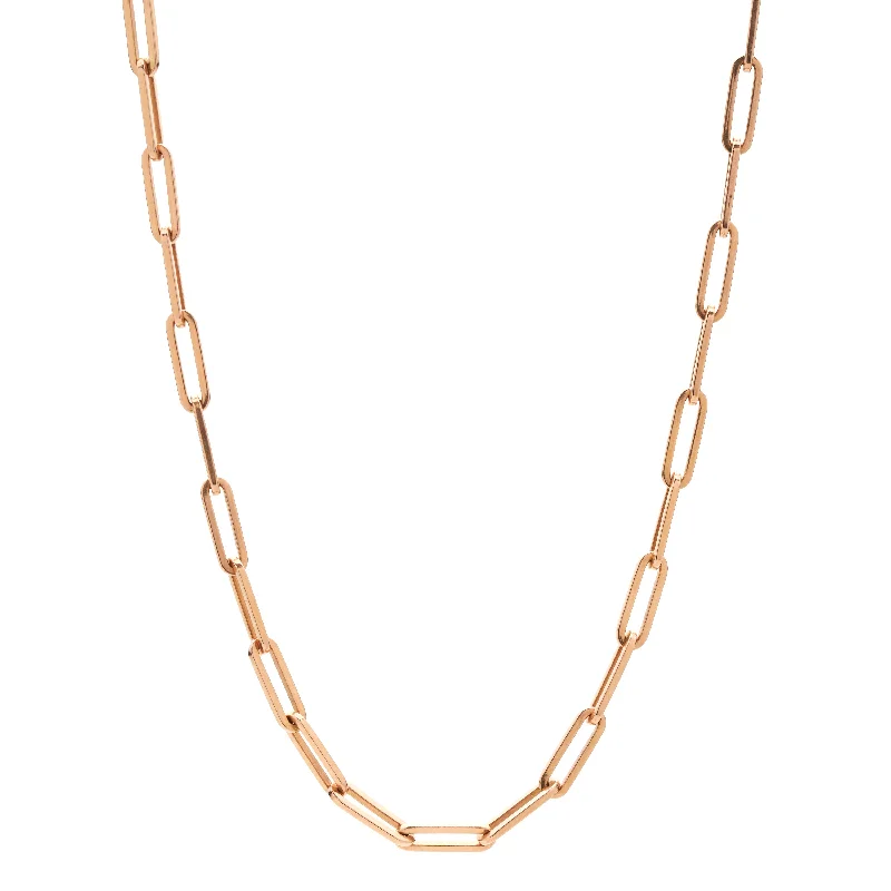 Personalized Engraved Jewelry For Meaningful Gifts Stephanie Windsor 14k Rose Gold Solid Paperclip Chain Necklace